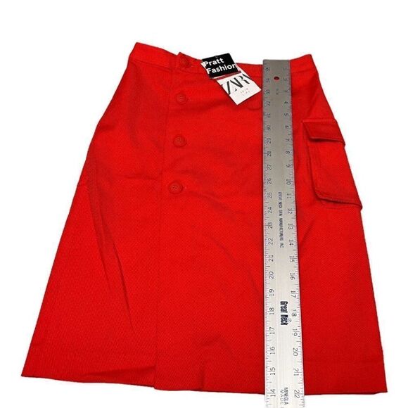 Zara Pratt Fashion Skirt WMNS XS Pencil Button Down Cargo Pocket Spring Bright - Picture 2 of 9